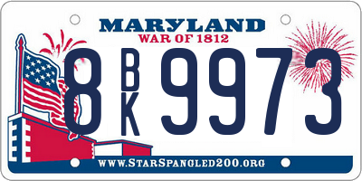 MD license plate 8BK9973