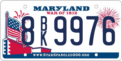 MD license plate 8BK9976