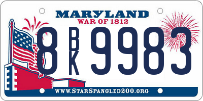 MD license plate 8BK9983