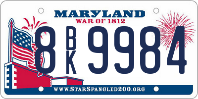 MD license plate 8BK9984