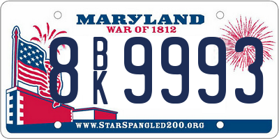 MD license plate 8BK9993