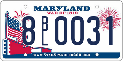 MD license plate 8BL0031
