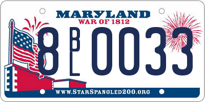 MD license plate 8BL0033