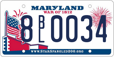 MD license plate 8BL0034