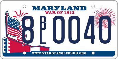 MD license plate 8BL0040