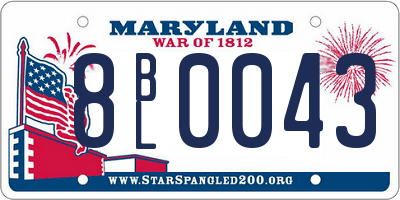 MD license plate 8BL0043