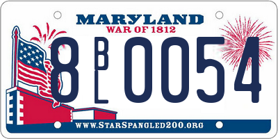 MD license plate 8BL0054