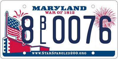 MD license plate 8BL0076