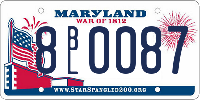 MD license plate 8BL0087