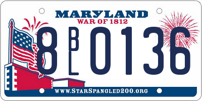 MD license plate 8BL0136