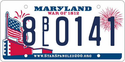 MD license plate 8BL0141