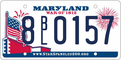 MD license plate 8BL0157