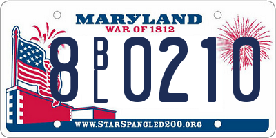 MD license plate 8BL0210