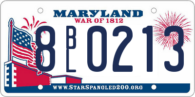 MD license plate 8BL0213