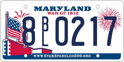 MD license plate 8BL0217