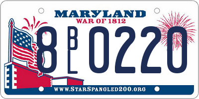 MD license plate 8BL0220