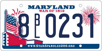 MD license plate 8BL0231