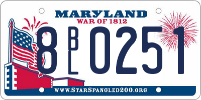 MD license plate 8BL0251