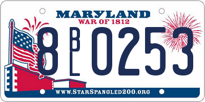 MD license plate 8BL0253