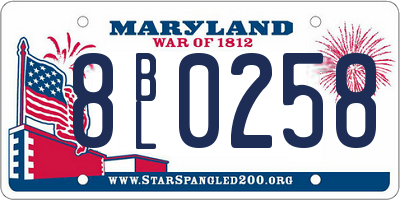 MD license plate 8BL0258