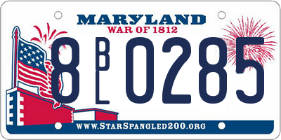 MD license plate 8BL0285