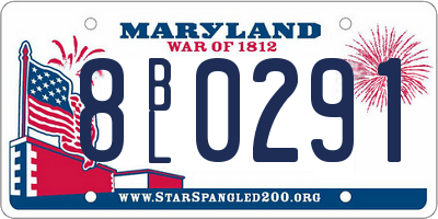 MD license plate 8BL0291