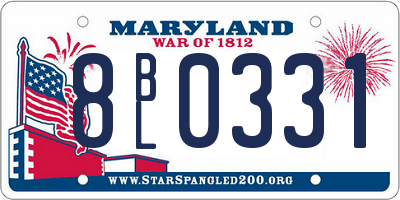 MD license plate 8BL0331