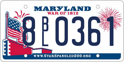 MD license plate 8BL0361