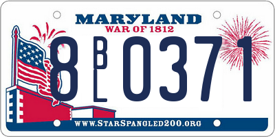 MD license plate 8BL0371