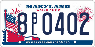 MD license plate 8BL0402