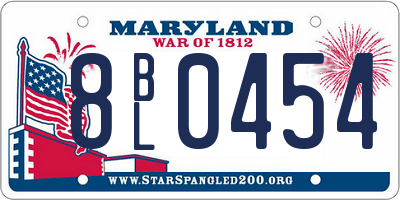 MD license plate 8BL0454