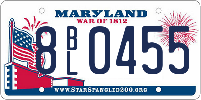 MD license plate 8BL0455