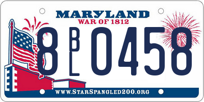 MD license plate 8BL0458