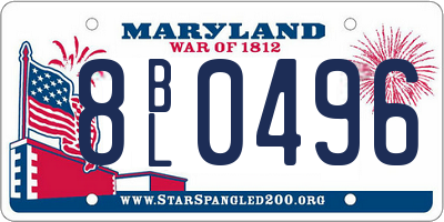 MD license plate 8BL0496