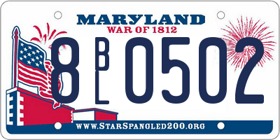 MD license plate 8BL0502