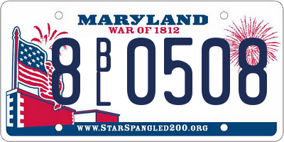 MD license plate 8BL0508