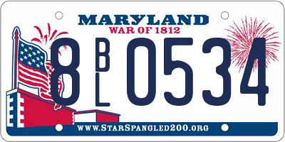 MD license plate 8BL0534
