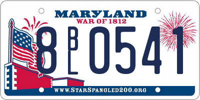 MD license plate 8BL0541