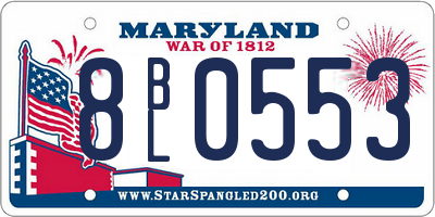 MD license plate 8BL0553