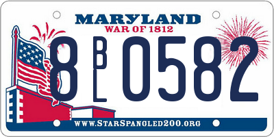 MD license plate 8BL0582