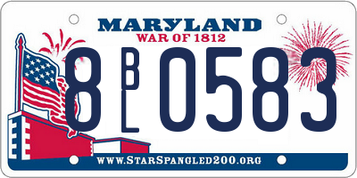 MD license plate 8BL0583