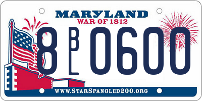 MD license plate 8BL0600