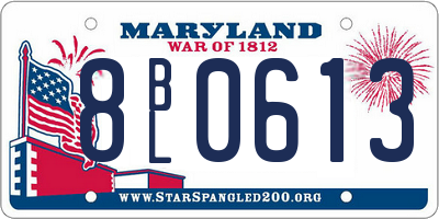 MD license plate 8BL0613
