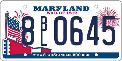MD license plate 8BL0645