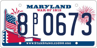 MD license plate 8BL0673