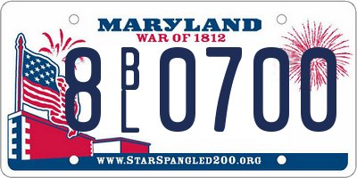 MD license plate 8BL0700