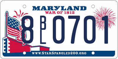 MD license plate 8BL0701