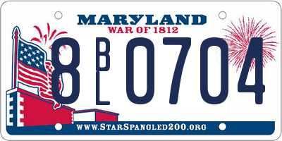 MD license plate 8BL0704