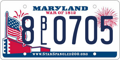 MD license plate 8BL0705
