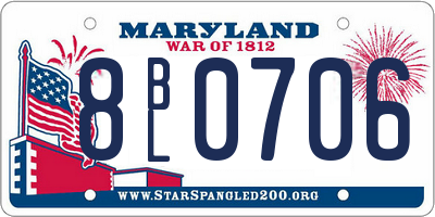 MD license plate 8BL0706